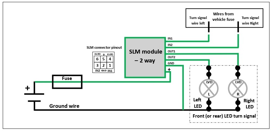 Connection electrical diagram for 2-way SLM module